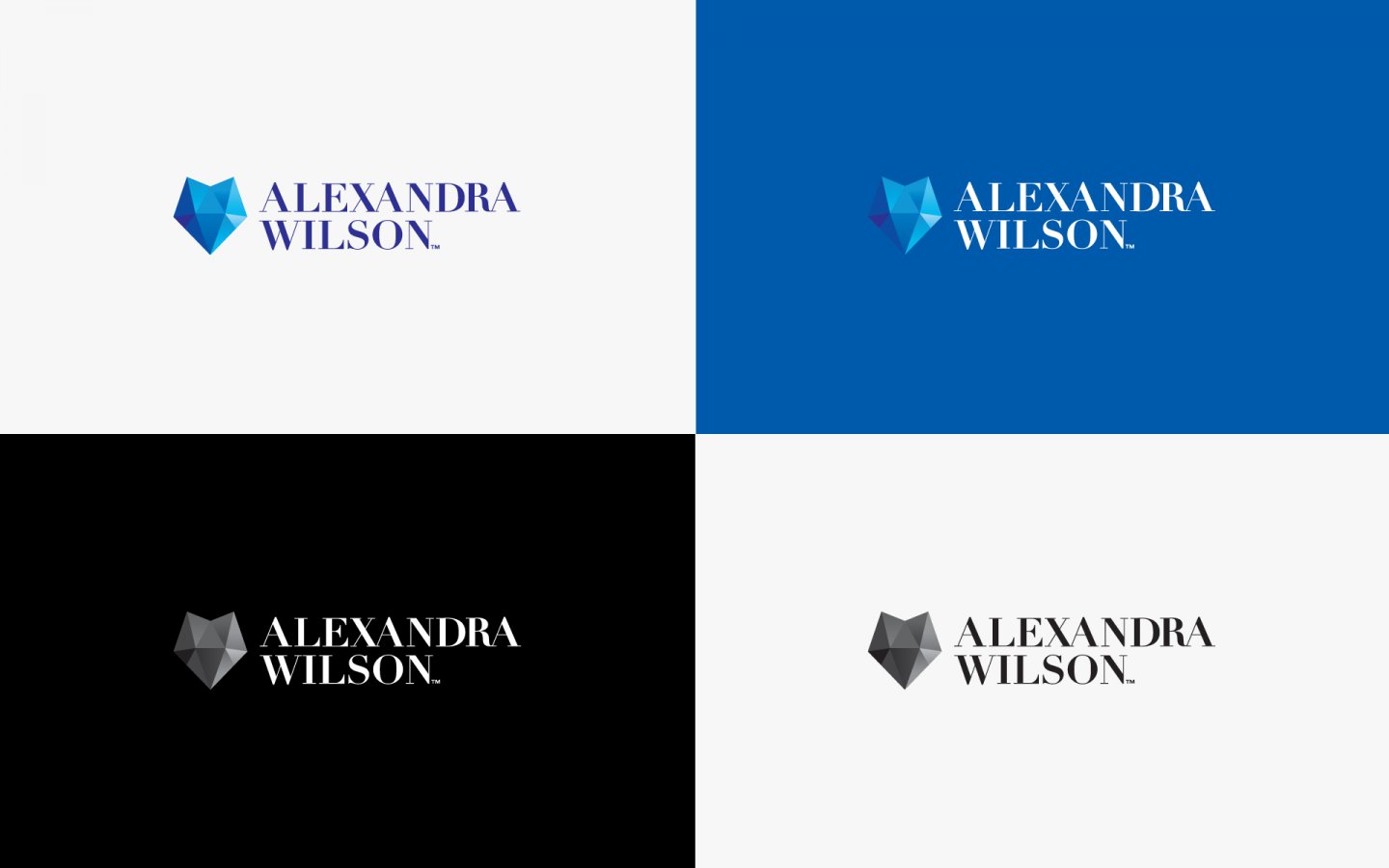 Alex Wilson Logo Design, in Brand Colours and Black and White
