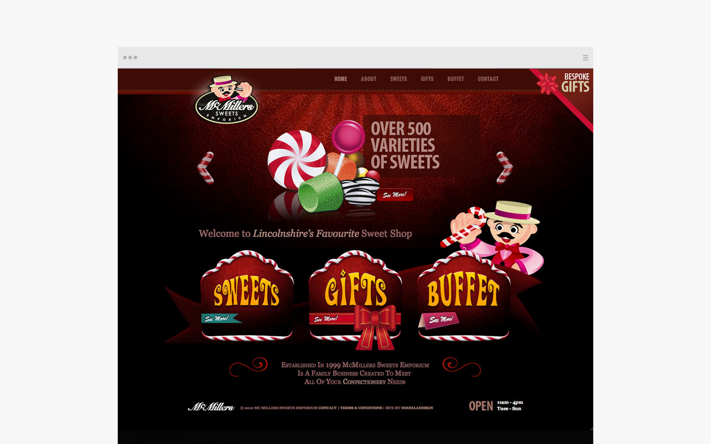 McMillers Sweets Emporium Logo Design on Website