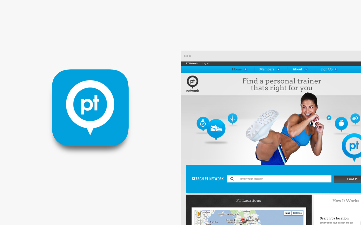 PT Network Logo Design in IOS Icon and Website